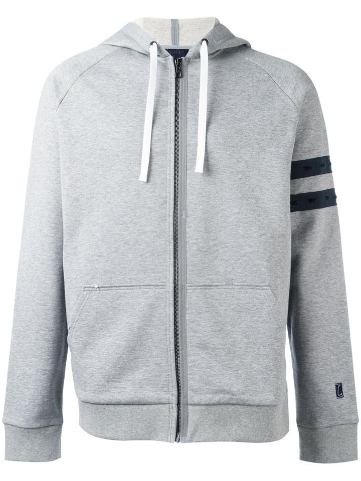 Lanvin Grosgrain Band Hoodie, Men's, Size: Medium, Grey, Cotton