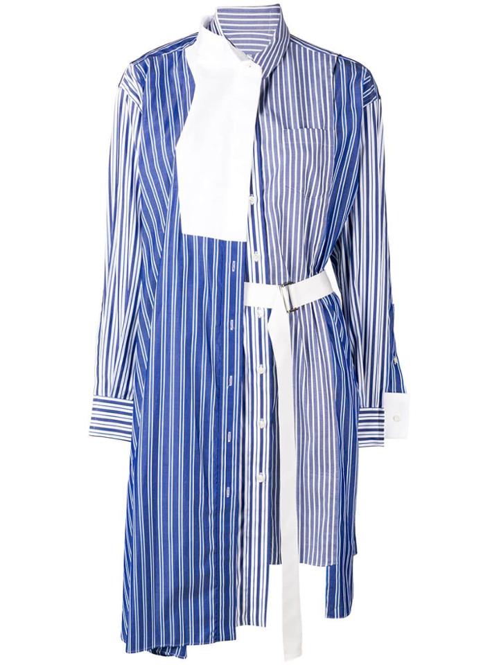 Sacai Sacai Ls Drs Sht Clrls Multi Strp - Blue