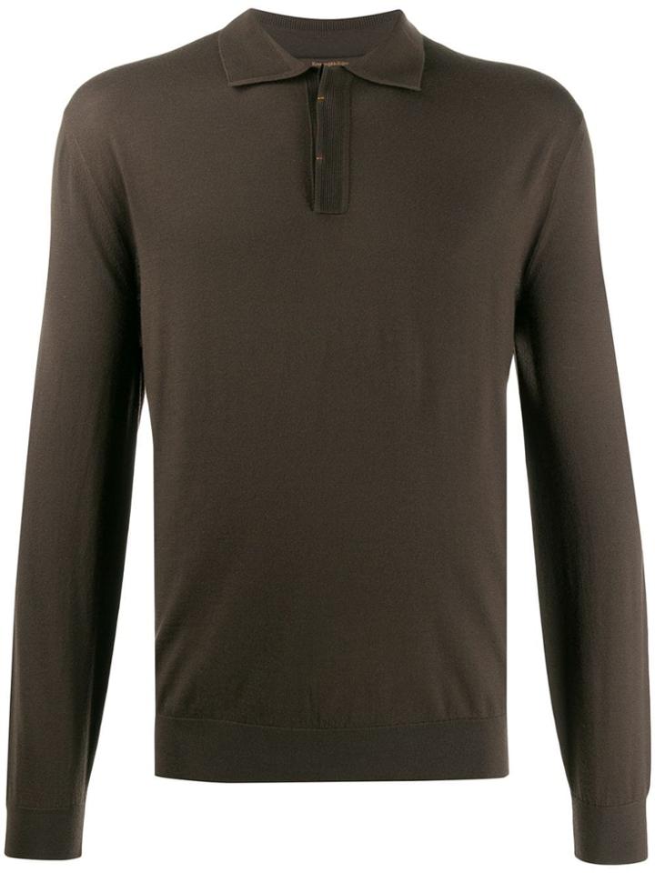 Ermenegildo Zegna Knitted Polo Shirt - Brown