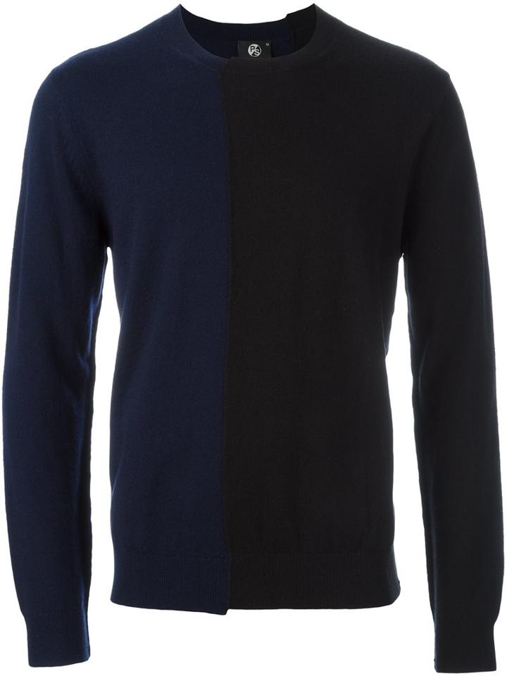 Ps By Paul Smith Two-tone Jumper, Men's, Size: Medium, Blue, Nylon/wool