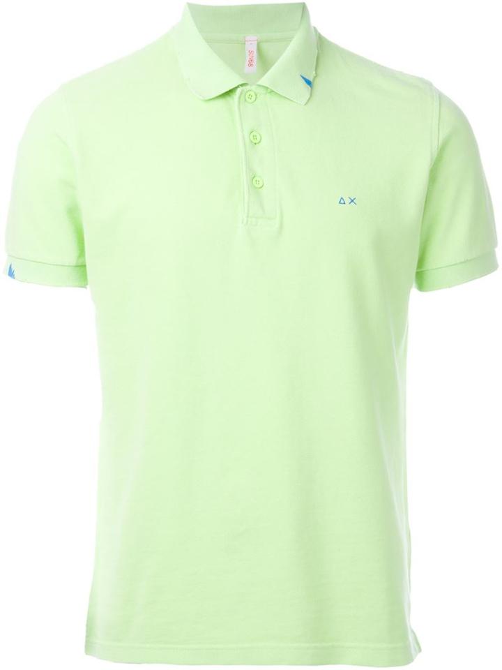 Sun 68 Logo Polo Shirt, Men's, Size: L, Green, Cotton