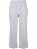Pt01 Striped Cropped Trousers - White
