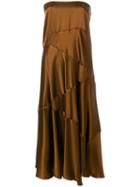Romeo Gigli Pre-owned Strapless Flared Midi Dress - Brown