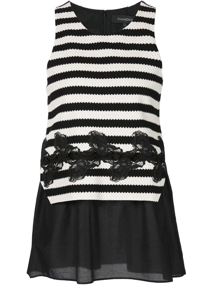 Thakoon - Layered Striped Tank - Women - Silk/cotton/polyester - 2, Black, Silk/cotton/polyester