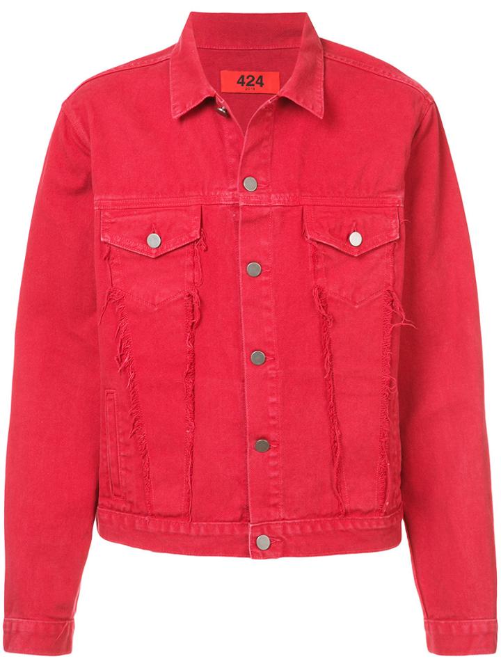 424 Fairfax Button Denim Jacket - Red