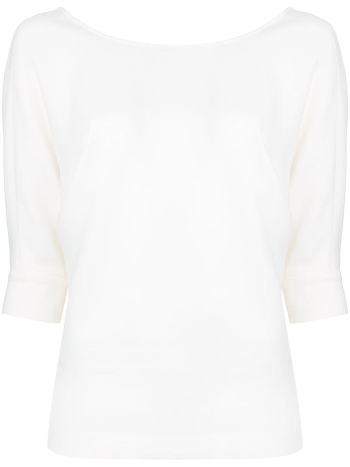 Estnation - Cropped Sleeve Top - Women - Acetate - 38, White, Acetate