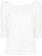 Estnation - Cropped Sleeve Top - Women - Acetate - 38, White, Acetate