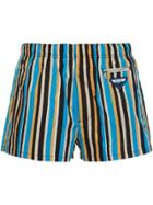 Prada Striped Nylon Swim Shorts - Blue