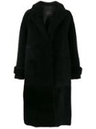 Blancha Shearling Midi Coat - Black