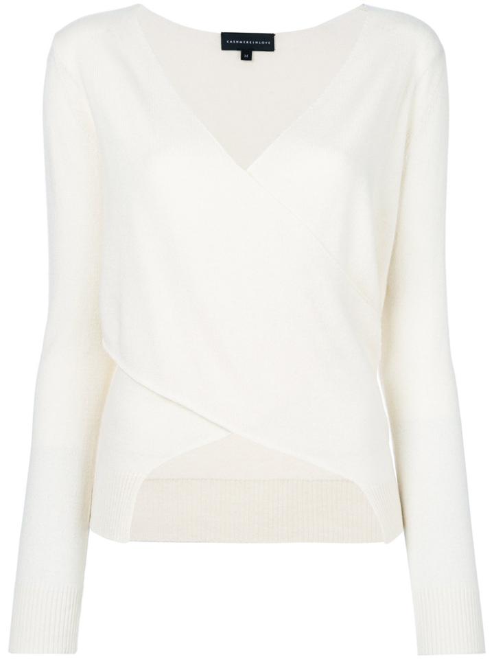 Cashmere In Love Chloe V-neck Sweater - White