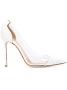 Gianvito Rossi Plexi Pumps, Women's, Size: 41, White, Patent Leather/plastic/leather