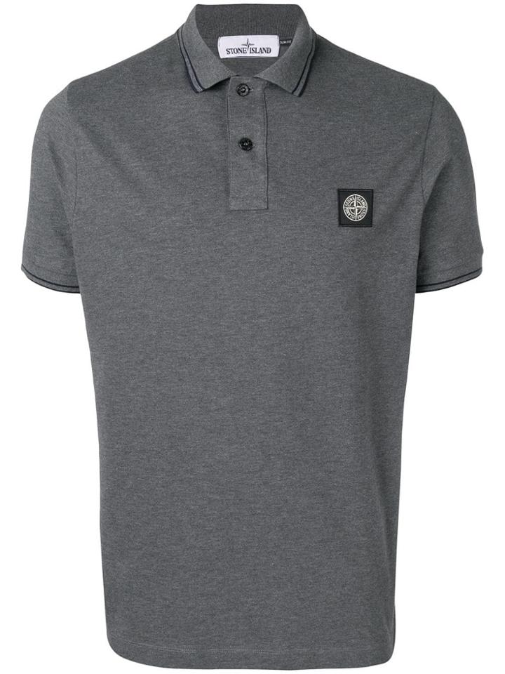 Stone Island Contrast Logo Polo Shirt - Grey