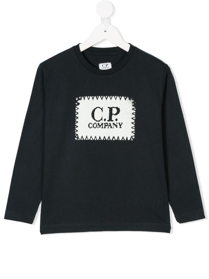 Cp Company Kids Logo Print Top - Blue