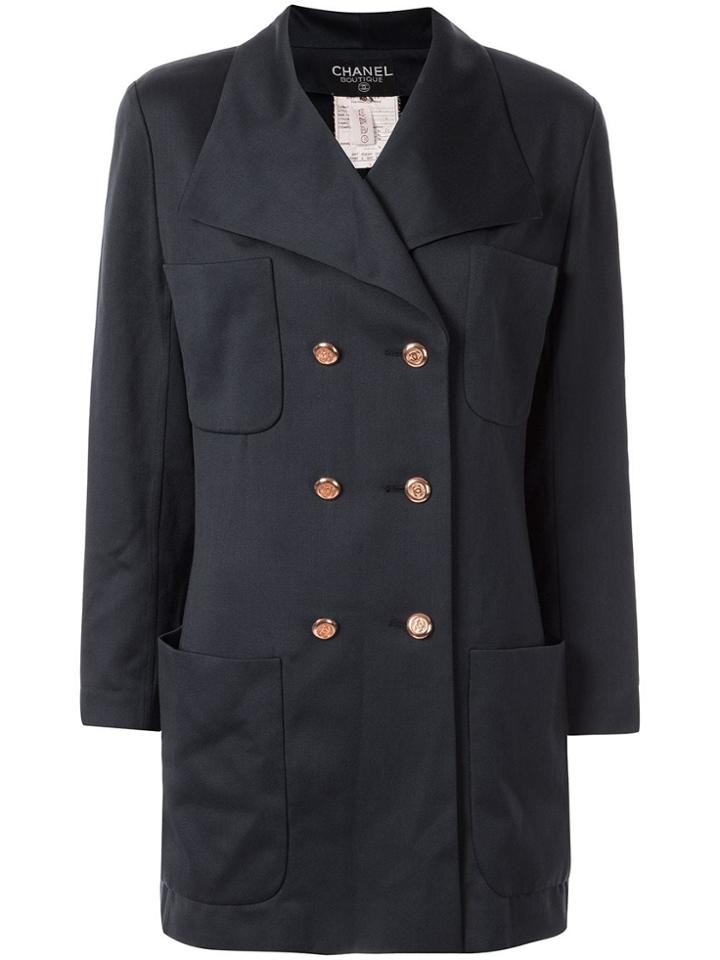 Chanel Pre-owned Double Breasted Jacket - Blue