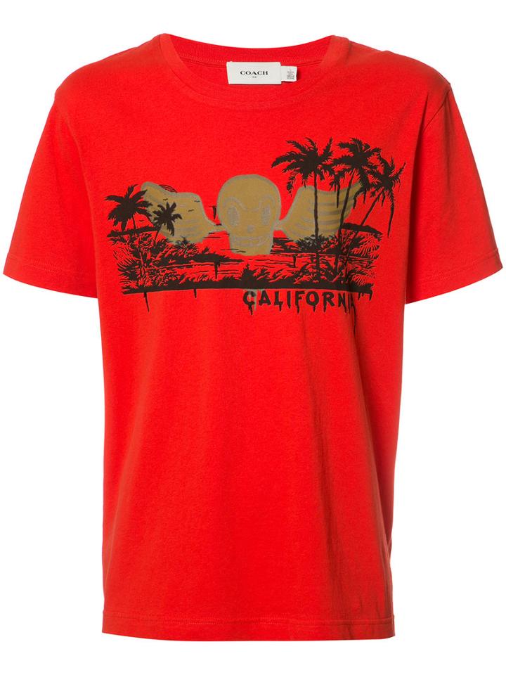 Coach Skull Print T-shirt, Men's, Size: Xs, Red, Cotton