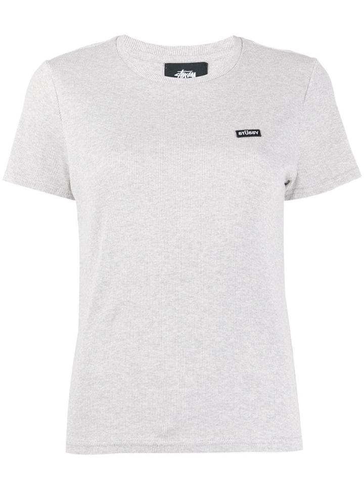 Stussy Ribbed Round Neck T-shirt - Grey