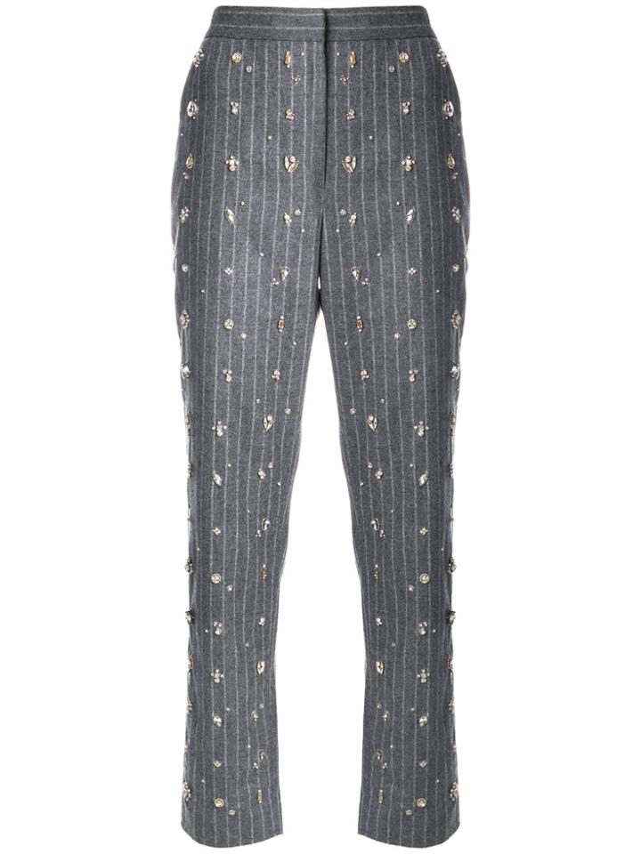 Msgm Embellished Pinstripe Suit Trousers - Grey