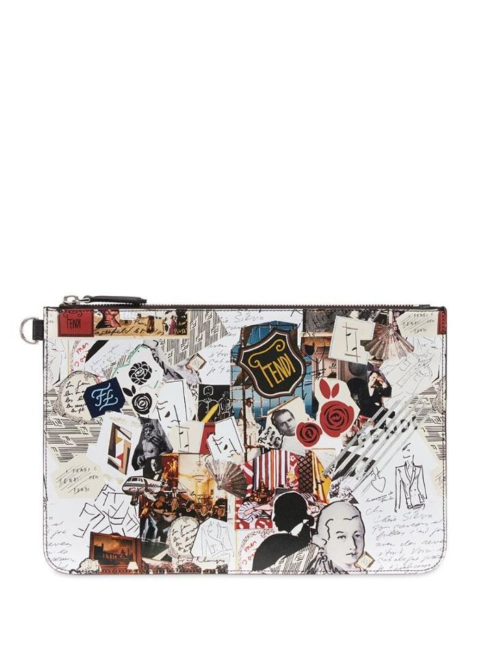 Fendi Karl Kollage Print Clutch - Multicolour