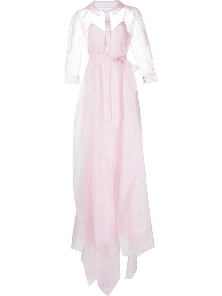 Carolina Herrera Semi Sheer Tulle Shirt Dress