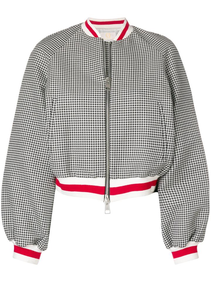 Sara Battaglia Gingham Bomber Jacket - Black