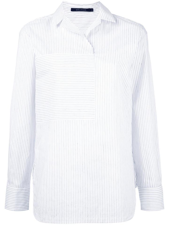 Sofie D'hoore Collared Blouse With Oversize Pocket, Women's, Size: 40, White, Cotton/linen/flax