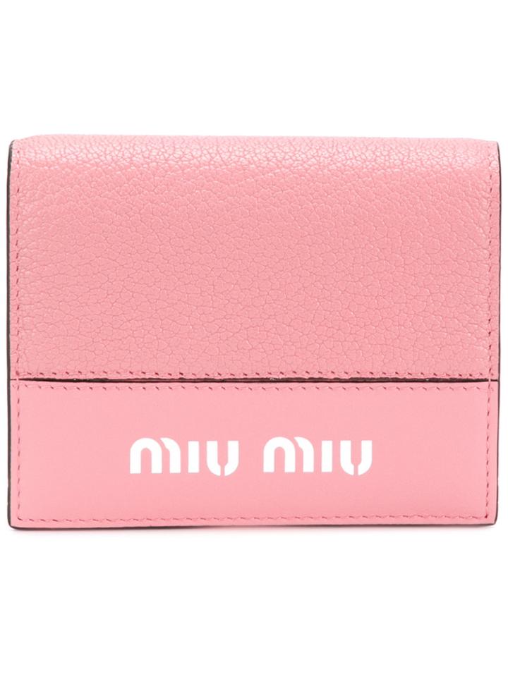 Miu Miu Logo Plaque Wallet - Pink & Purple