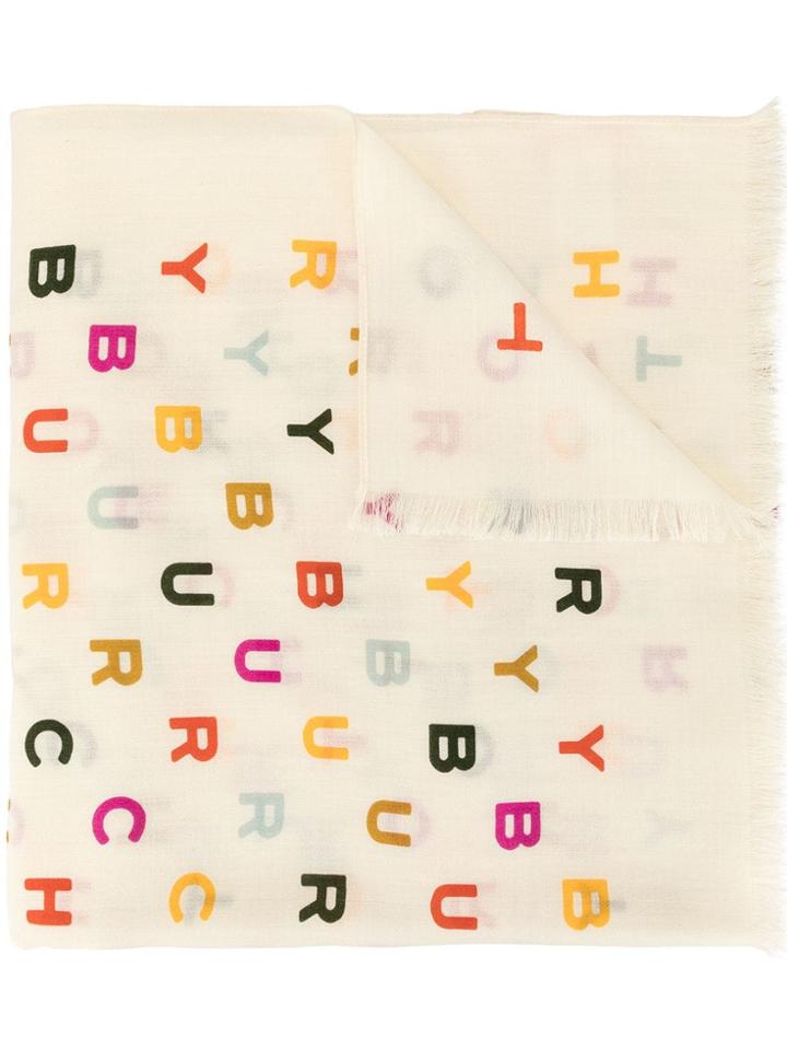 Tory Burch Tory Text Print Scarf - White