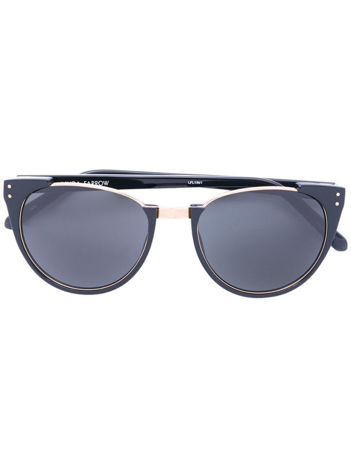 Linda Farrow Round Frame Sunglasses - Black