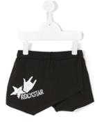 Le Petit Coco Rockstar Print Wrap Shorts, Girl's, Size: 12 Yrs, Black