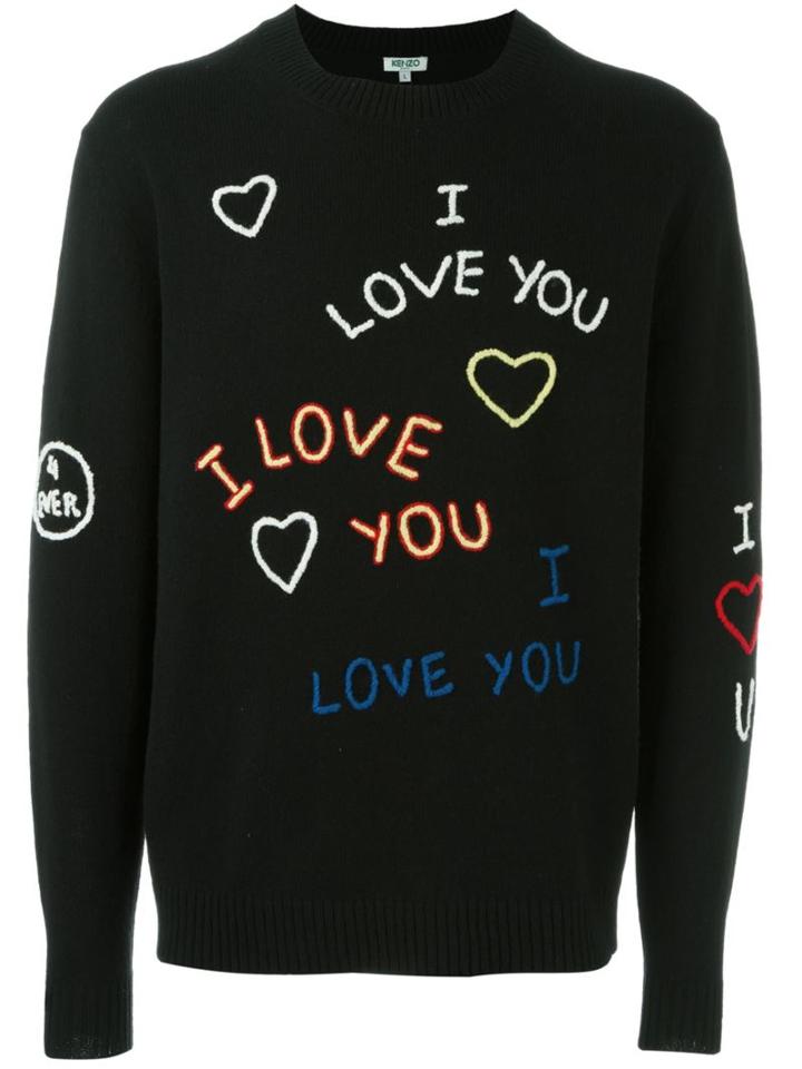 Kenzo 'i Love You' Jumper, Men's, Size: Xl, Black, Wool