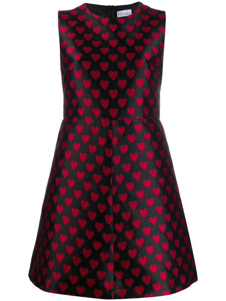 Red Valentino Heart Embroidered Dress - Black