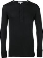 Merz B. Schwanen Long-sleeved Henley T-shirt, Men's, Size: L, Black, Cotton/rayon