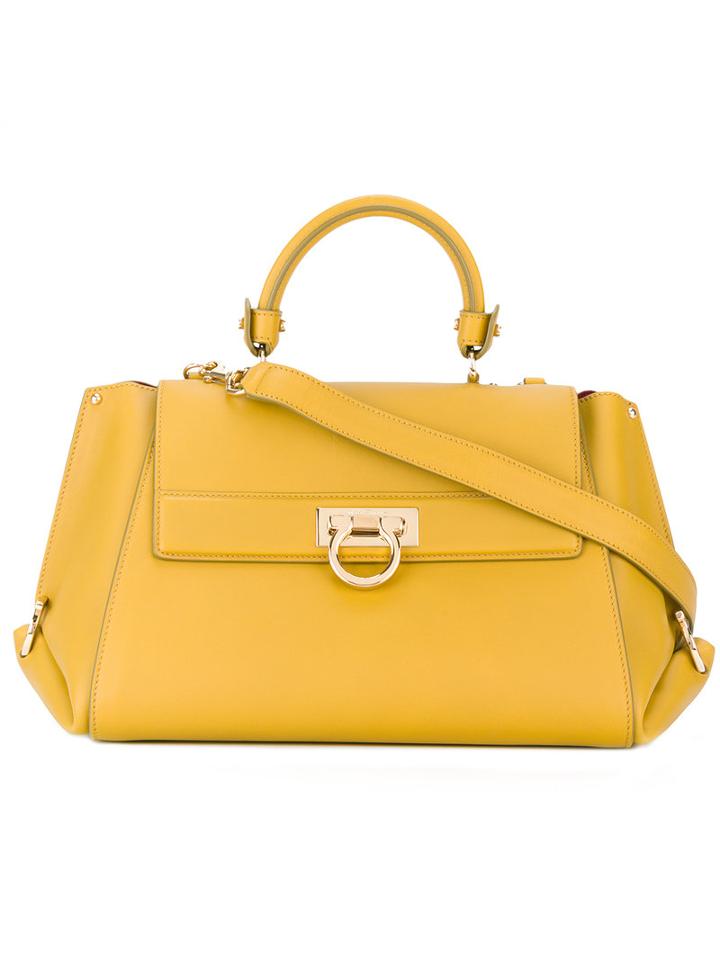 Salvatore Ferragamo - Classic Tote - Women - Calf Leather - One Size, Women's, Yellow/orange, Calf Leather