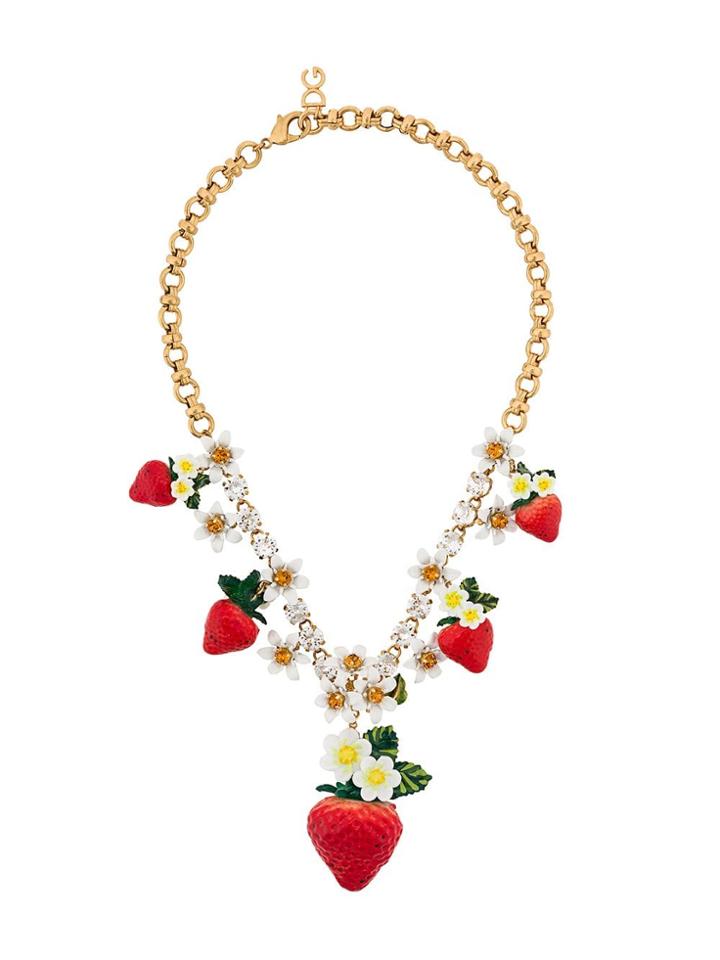 Dolce & Gabbana Strawberry Charm Necklace - Gold