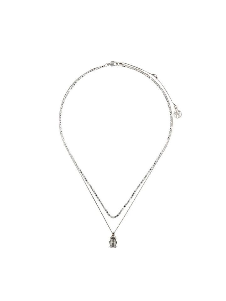 Alexander Mcqueen Beetle Pendant Necklace - Silver