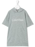 Calvin Klein Kids - Hooded Sweatshirt Dress - Kids - Cotton/polyester - 10 Yrs, Grey
