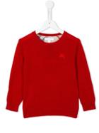 Burberry Kids Checked Elbow Patch Jumper, Boy's, Size: 8 Yrs, Red