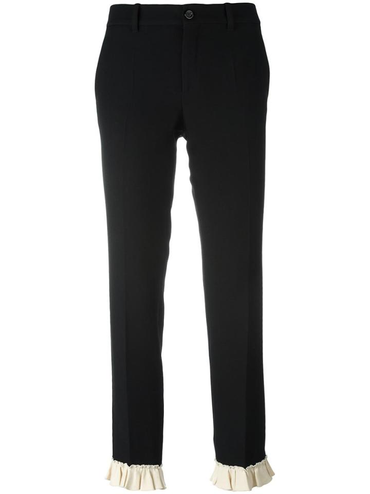 Gucci Frill Detail Slim Fit Trousers - Black