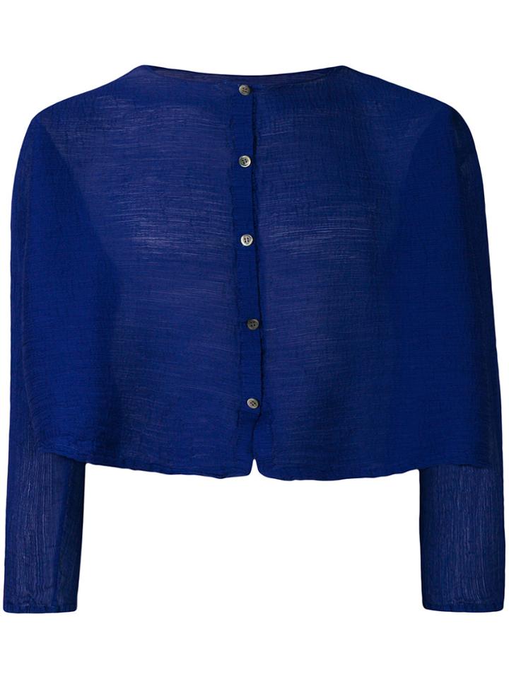Issey Miyake Cauliflower Cropped Button Cardigan - Blue