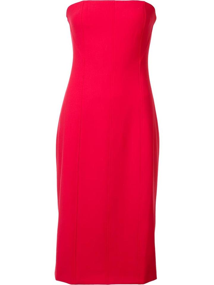 Elizabeth And James Piping Detail Strapless Dress, Women's, Size: 10, Red, Polyester/spandex/elastane/viscose
