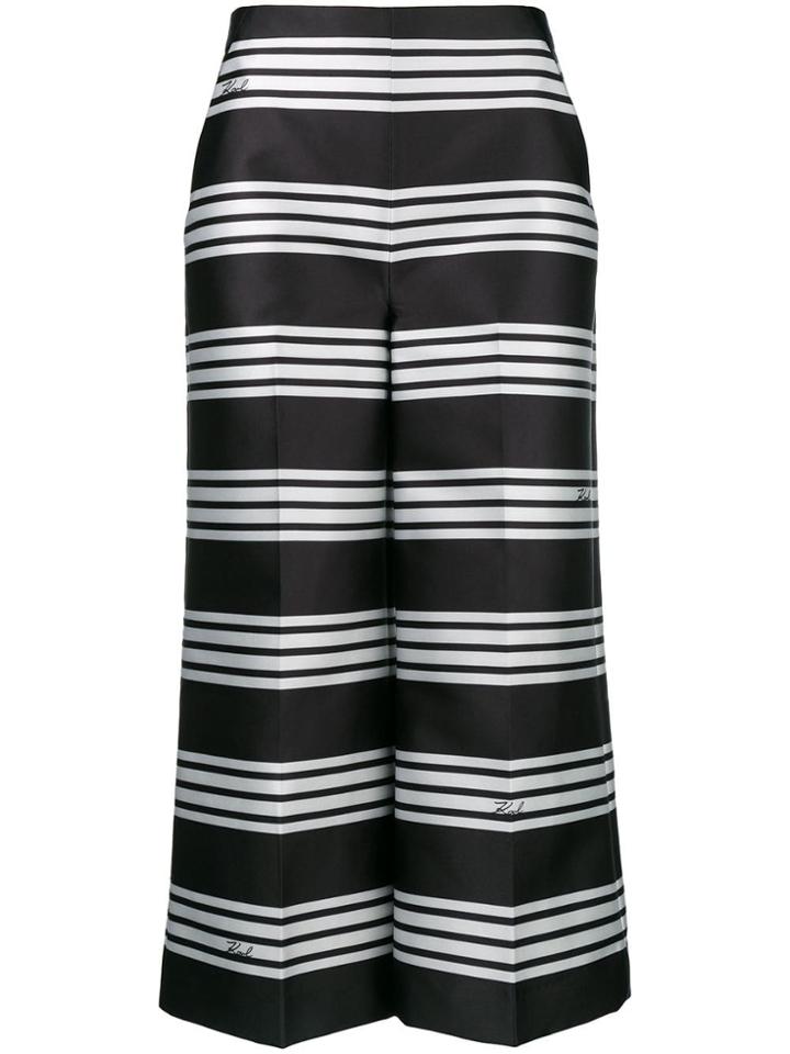 Karl Lagerfeld Striped High Waisted Culottes - Black