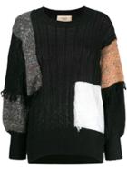 Maison Flaneur Panelled Colour-blocked Jumper - Black