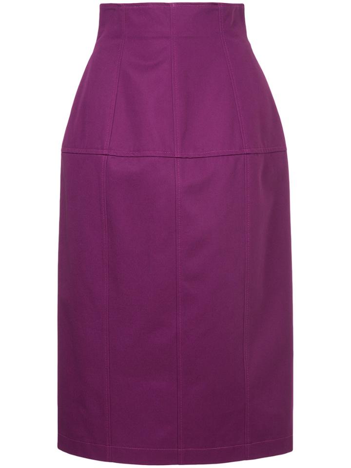 Le Ciel Bleu Stitch Detail High Waisted Skirt - Pink & Purple