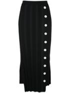 Le Ciel Bleu Contrast Button Ribbed Skirt - Black