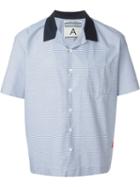 Andrea Pompilio Striped Shortsleeved Shirt, Men's, Size: 52, Blue, Cotton