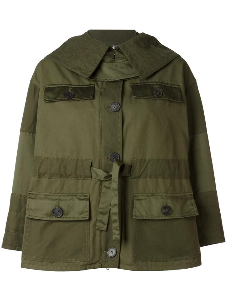 Alexander Mcqueen Hooded Jacket, Women's, Size: 42, Green, Cotton
