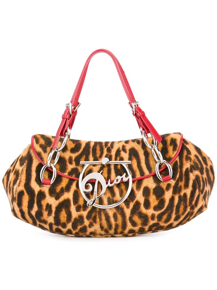 Christian Dior Vintage Leopard Pattern Tote Bag - Brown