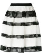 Michael Michael Kors Striped Lace Pleated Skirt, Women's, Size: 8, White, Polyester/cotton