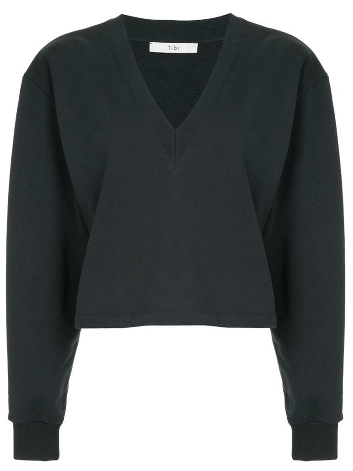 Tibi V-neck Cropped Sweatshirt - Blue