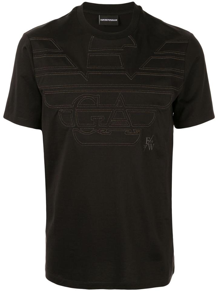 Emporio Armani Embroidered Eagle Logo T-shirt - Black